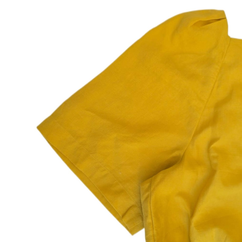 ANN TAYLOR LINEN LYOCELL WIDE LEG CROPPED JUMPSUIT IN MARIGOLD YELLOW - Picture 8 of 16